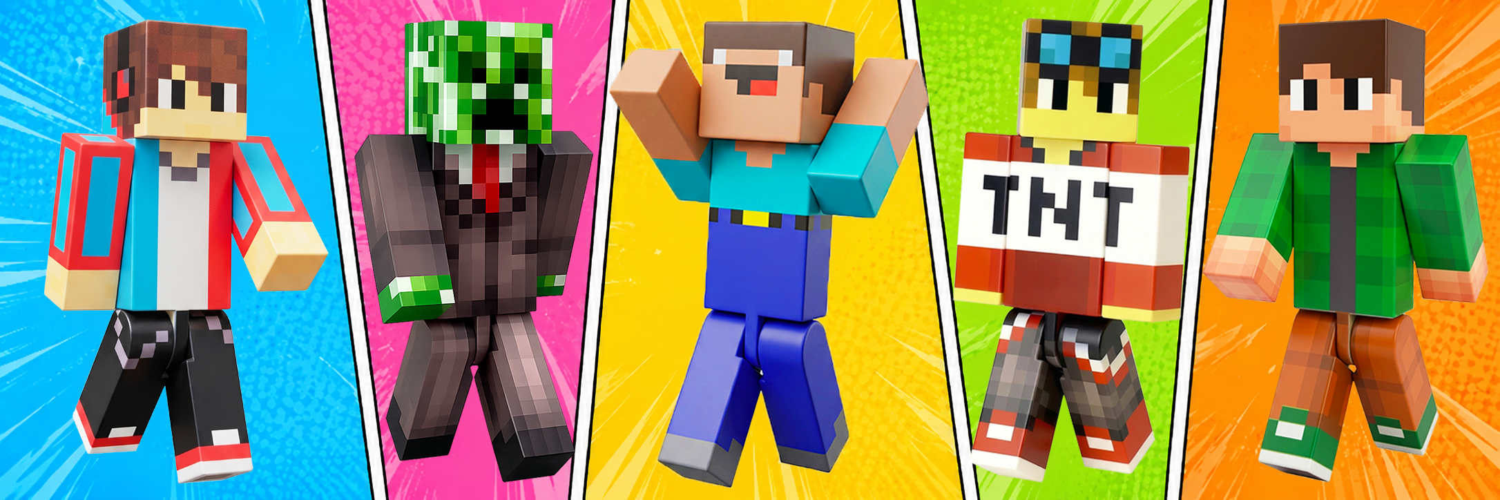 Фигурки Nooby Toys: пять персонажей Minecraft